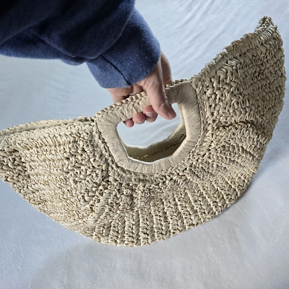 Ramla▪️Rafia Bag Half Moon Woven Straw Clutch Boho Beachy - Picture 7 of 7